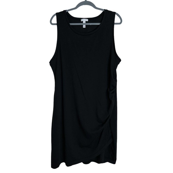 Leith 3X Dress Black Knit Tank Plus Size Dress Ruched Side Sleeveless Sheath B08 - Picture 7 of 8